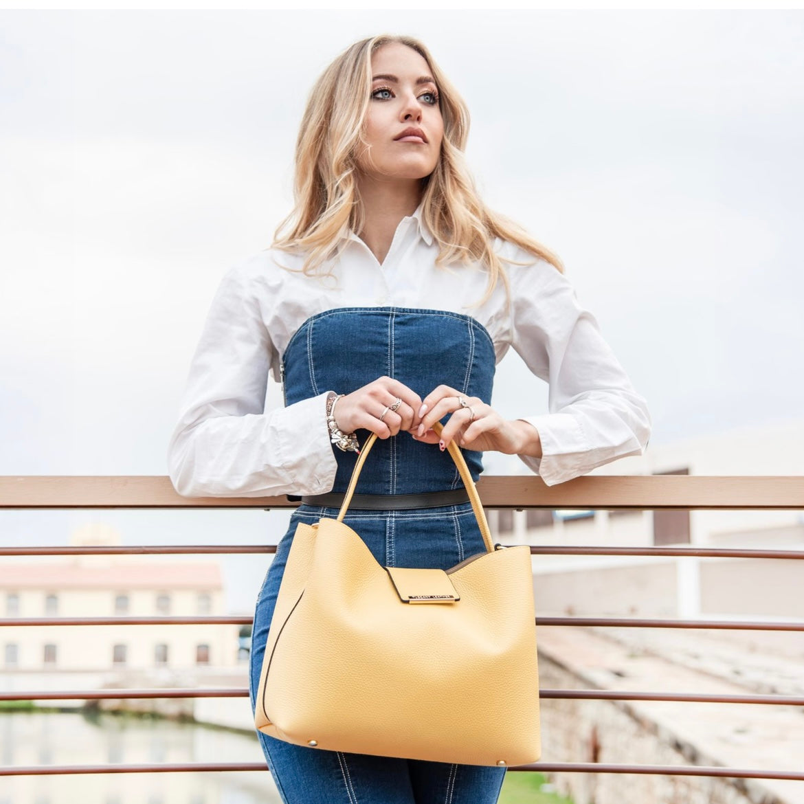 The Tropical Duchess Tuscany Leather  CLIO TL142356 Leather Secchiello bag in Lime Green