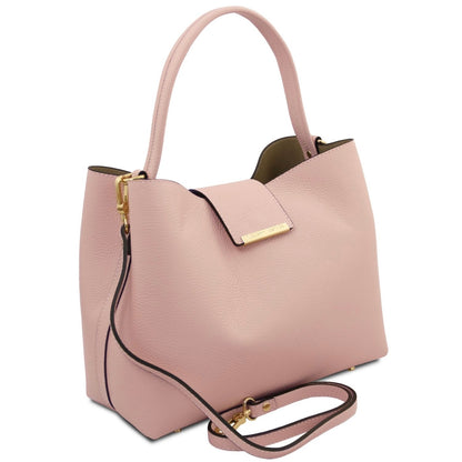The Tropical Duchess Tuscany Leather  CLIO TL142356 Leather Secchiello bag in Nude