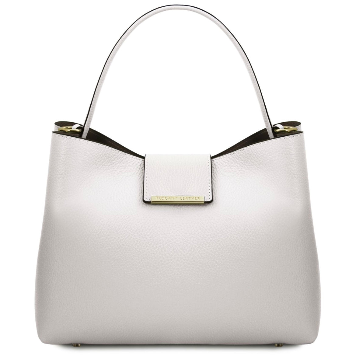 The Tropical Duchess Tuscany Leather  CLIO TL142356 Leather Secchiello bag in White