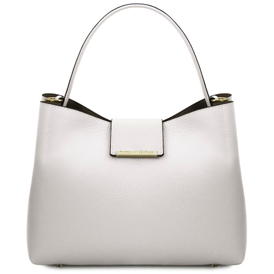 The Tropical Duchess Tuscany Leather  CLIO TL142356 Leather Secchiello bag in White