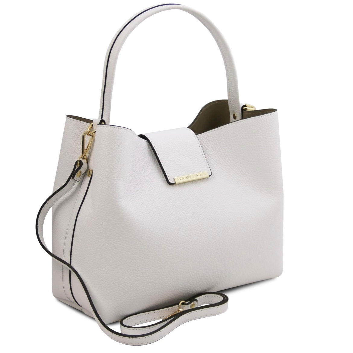 The Tropical Duchess Tuscany Leather  CLIO TL142356 Leather Secchiello bag in White