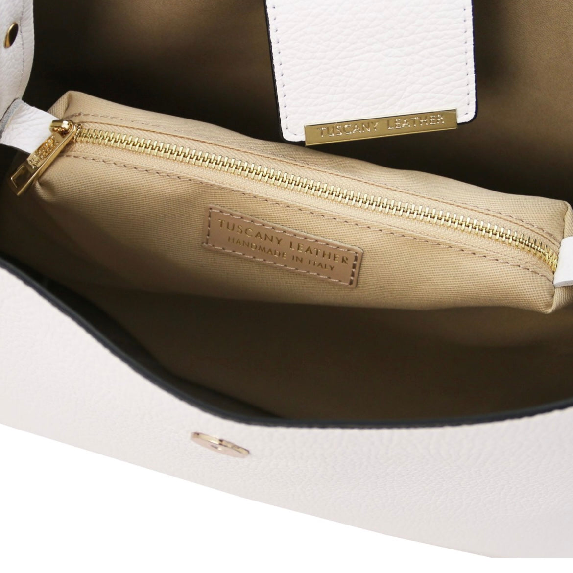 The Tropical Duchess Tuscany Leather  CLIO TL142356 Leather Secchiello bag in White