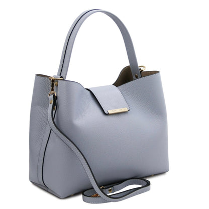 The Tropical Duchess Tuscany Leather  CLIO TL142356 Leather Secchiello bag in Light Blue