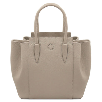 The Tropical Duchess Tuscany Leather  TULIPAN TL141727 Leather Handbag in Light Taupe