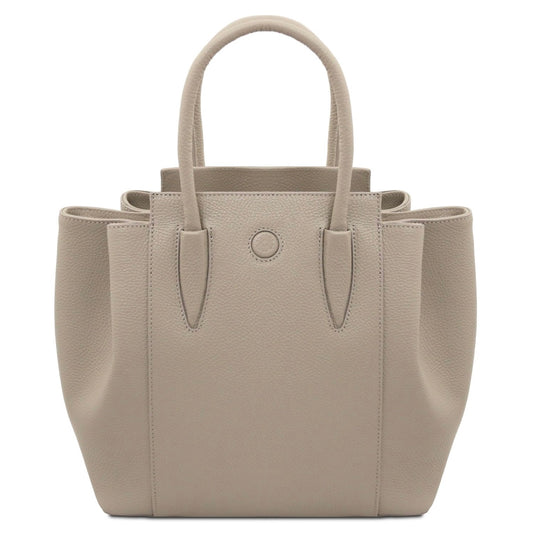 The Tropical Duchess Tuscany Leather  TULIPAN TL141727 Leather Handbag in Light Taupe