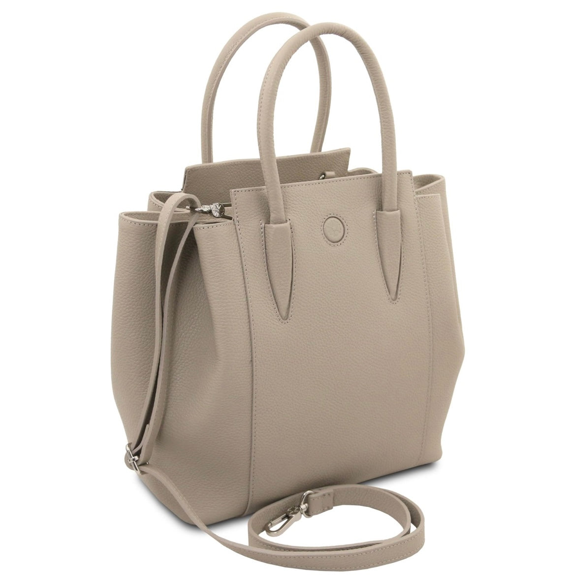 The Tropical Duchess Tuscany Leather  TULIPAN TL141727 Leather Handbag in Light Taupe