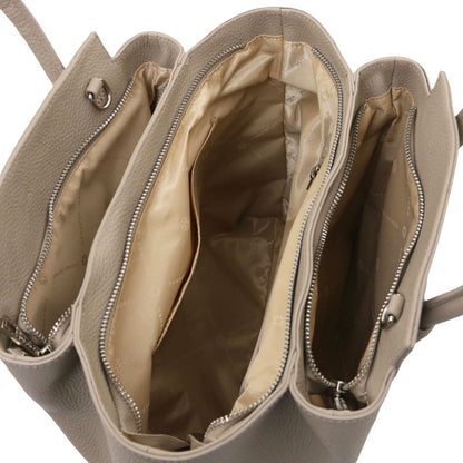 The Tropical Duchess Tuscany Leather  TULIPAN TL141727 Leather Handbag in Light Taupe