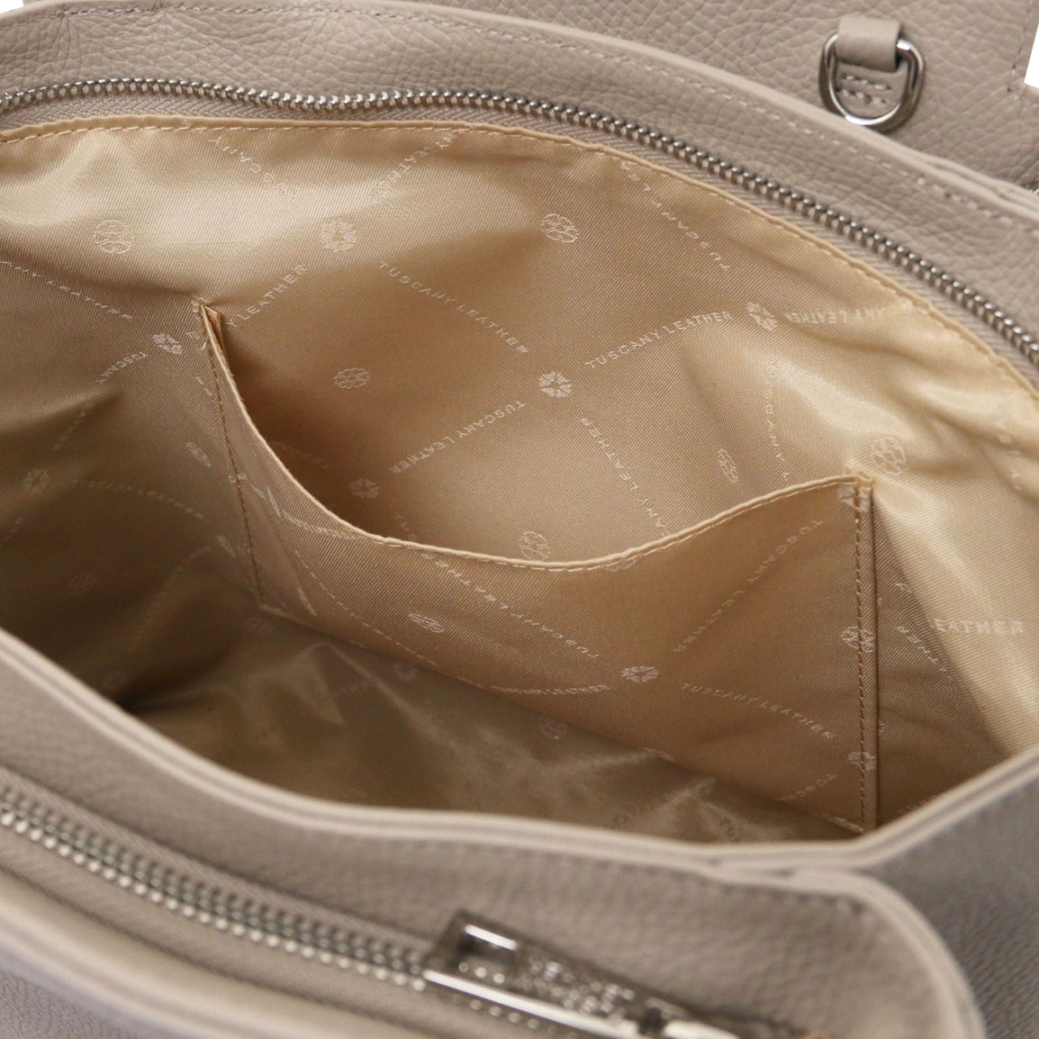 The Tropical Duchess Tuscany Leather  TULIPAN TL141727 Leather Handbag in Light Taupe