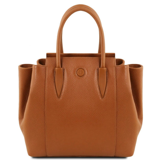 The Tropical Duchess Tuscany Leather  TULIPAN TL141727 Leather Handbag in Cognac