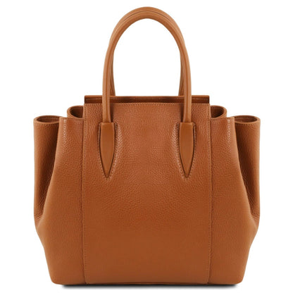 The Tropical Duchess Tuscany Leather  TULIPAN TL141727 Leather Handbag in Cognac