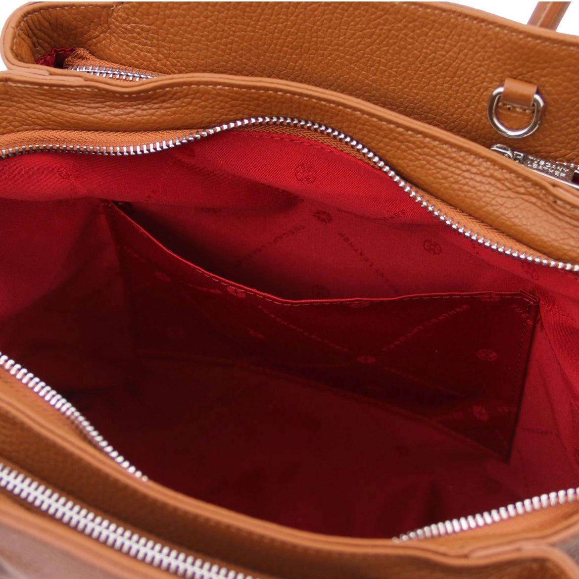 The Tropical Duchess Tuscany Leather  TULIPAN TL141727 Leather Handbag in Cognac