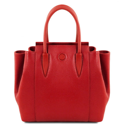 The Tropical Duchess Tuscany Leather  TULIPAN TL141727 Leather Handbag in Lipstick Red