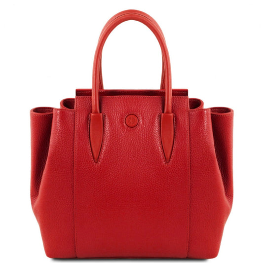 The Tropical Duchess Tuscany Leather  TULIPAN TL141727 Leather Handbag in Lipstick Red