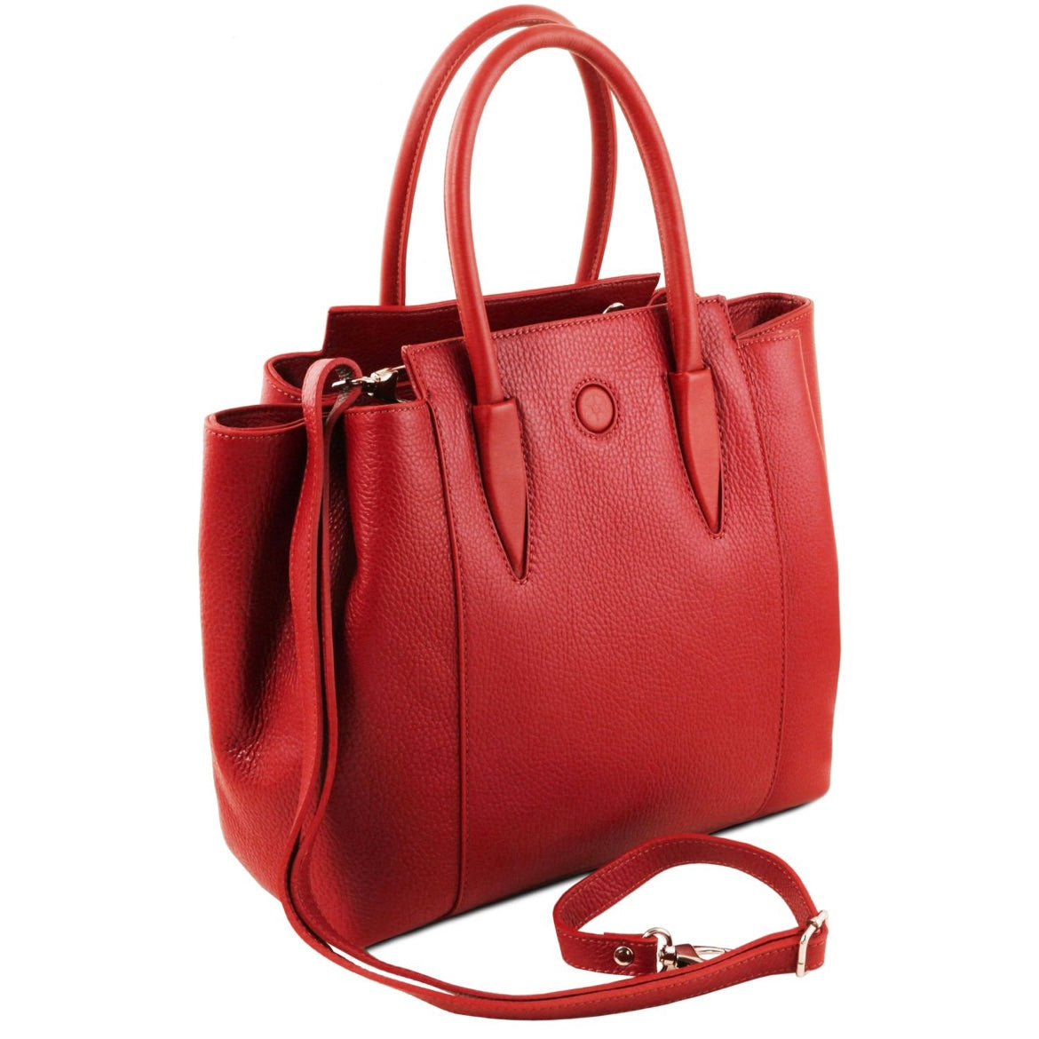 The Tropical Duchess Tuscany Leather  TULIPAN TL141727 Leather Handbag in Lipstick Red