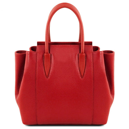 The Tropical Duchess Tuscany Leather  TULIPAN TL141727 Leather Handbag in Lipstick Red