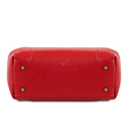 The Tropical Duchess Tuscany Leather  TULIPAN TL141727 Leather Handbag in Lipstick Red