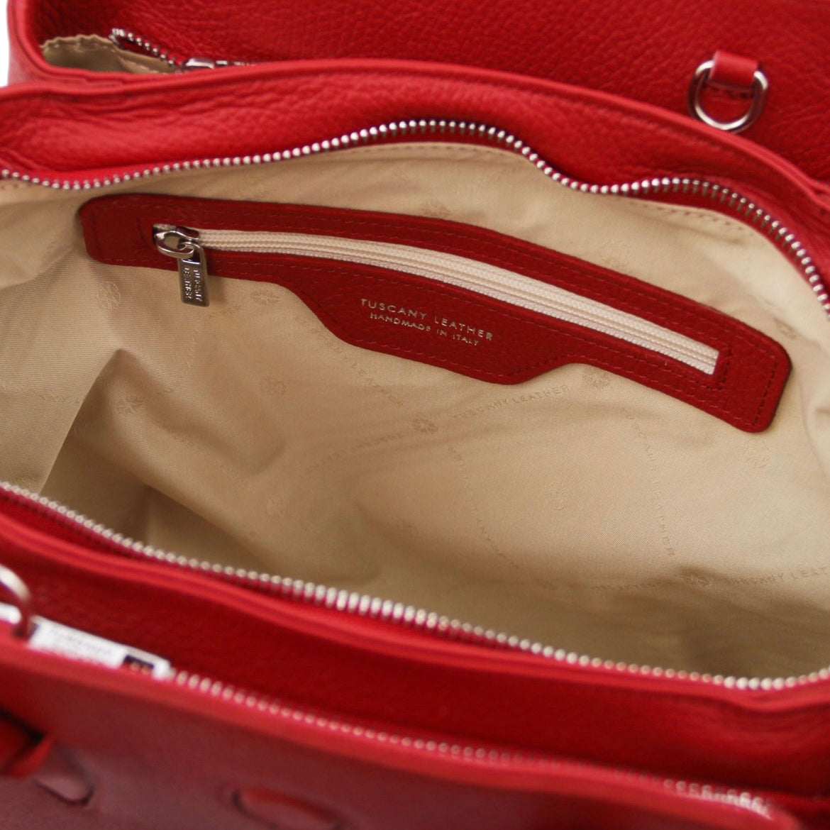 The Tropical Duchess Tuscany Leather  TULIPAN TL141727 Leather Handbag in Lipstick Red