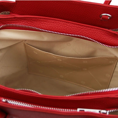 The Tropical Duchess Tuscany Leather  TULIPAN TL141727 Leather Handbag in Lipstick Red
