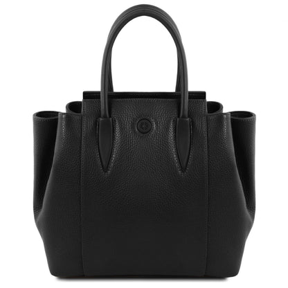 The Tropical Duchess Tuscany Leather  TULIPAN TL141727 Leather Handbag in Black