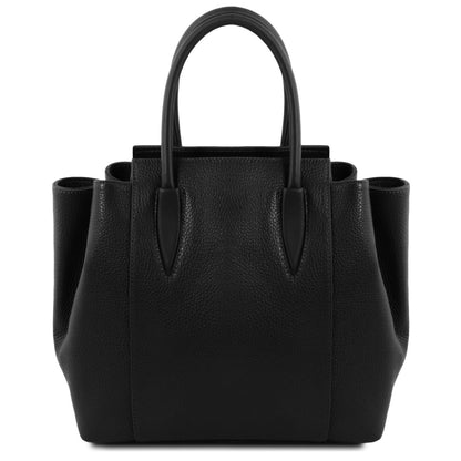The Tropical Duchess Tuscany Leather  TULIPAN TL141727 Leather Handbag in Black