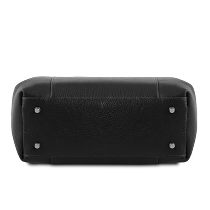 The Tropical Duchess Tuscany Leather  TULIPAN TL141727 Leather Handbag in Black