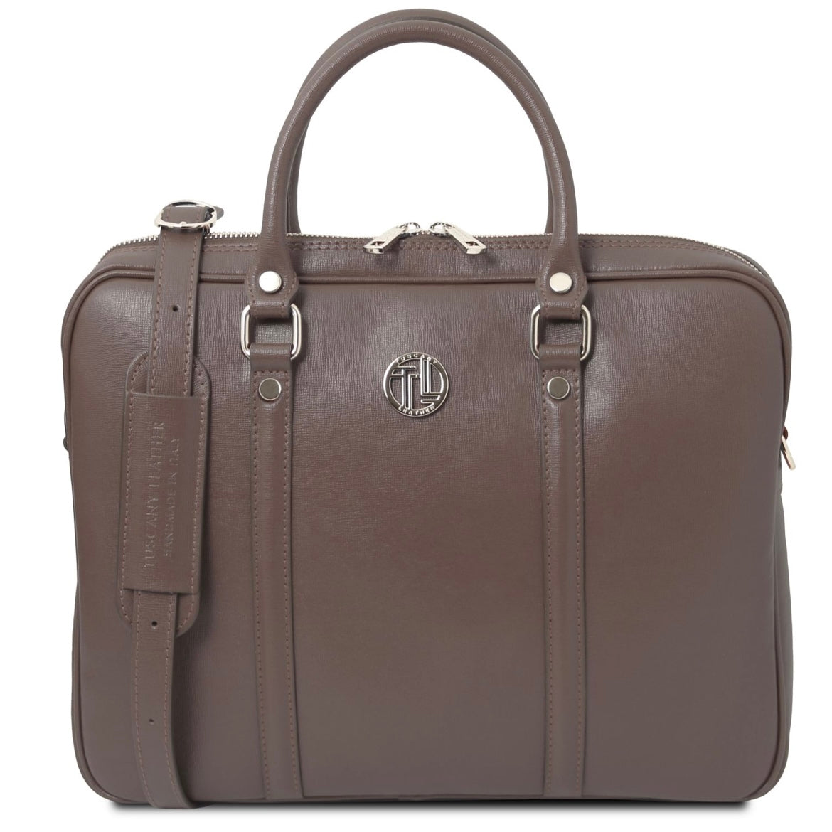 The Tropical Duchess Tuscany Leather  PRATO TL142453 Exclusive Saffiano Leather Laptop Case Dark Taupe