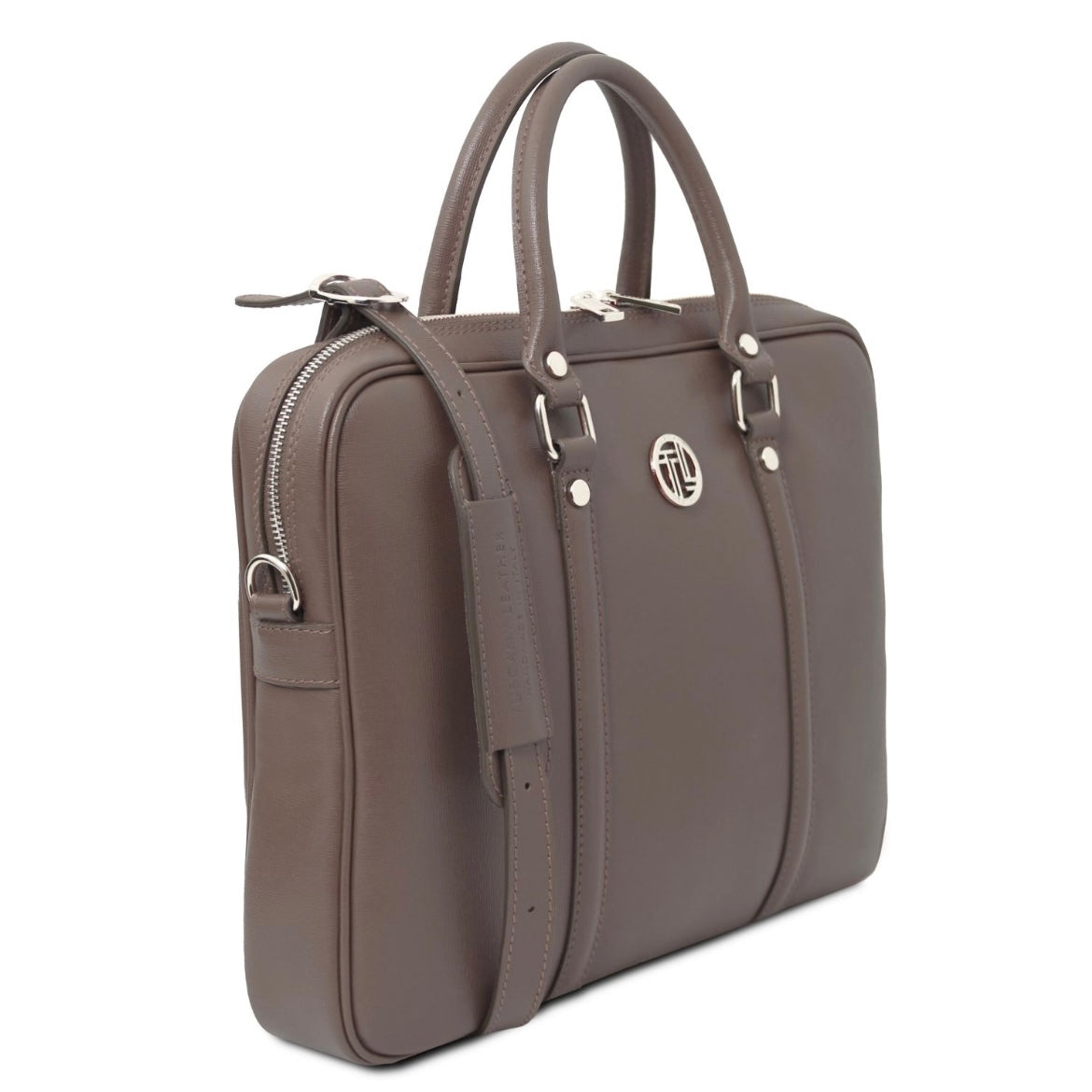 The Tropical Duchess Tuscany Leather  PRATO TL142453 Exclusive Saffiano Leather Laptop Case Dark Taupe
