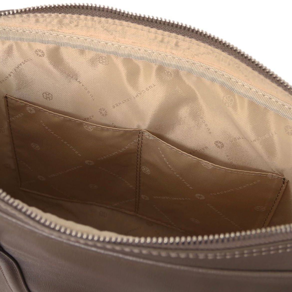 The Tropical Duchess Tuscany Leather  PRATO TL142453 Exclusive Saffiano Leather Laptop Case Dark Taupe