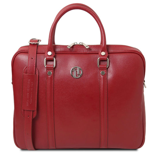 The Tropical Duchess Tuscany Leather  PRATO TL142453 Exclusive Saffiano Leather Laptop Case in Red