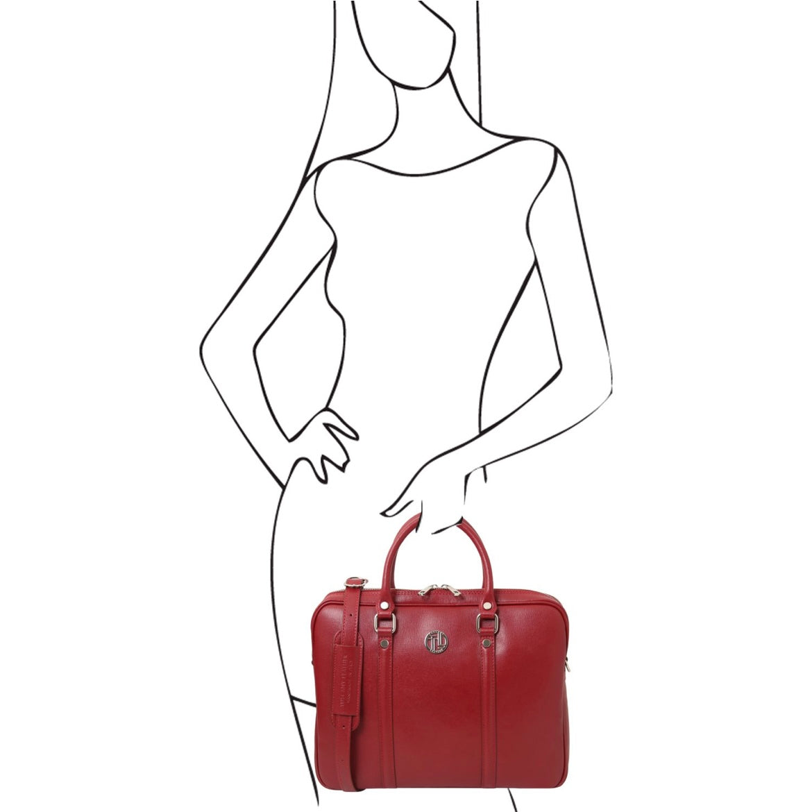 The Tropical Duchess Tuscany Leather  PRATO TL142453 Exclusive Saffiano Leather Laptop Case in Red