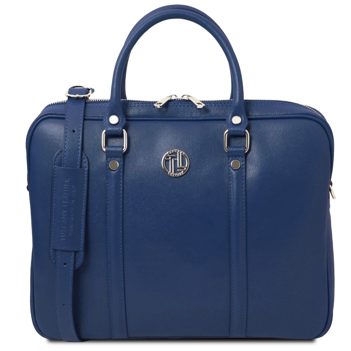 The Tropical Duchess Tuscany Leather  PRATO TL142453 Exclusive Saffiano Leather Laptop Case in Dark Blue