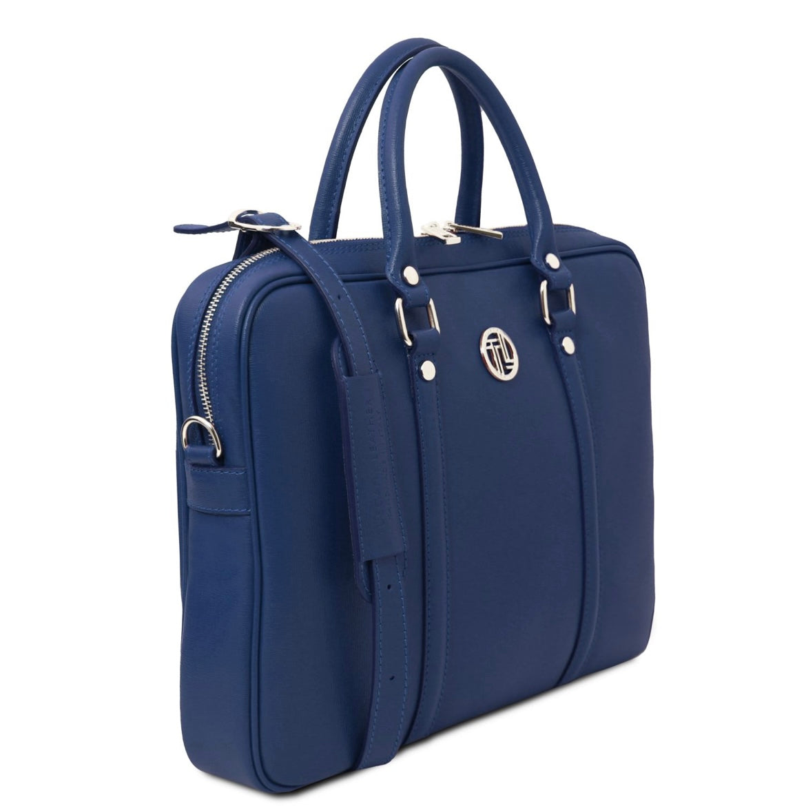 The Tropical Duchess Tuscany Leather  PRATO TL142453 Exclusive Saffiano Leather Laptop Case in Dark Blue