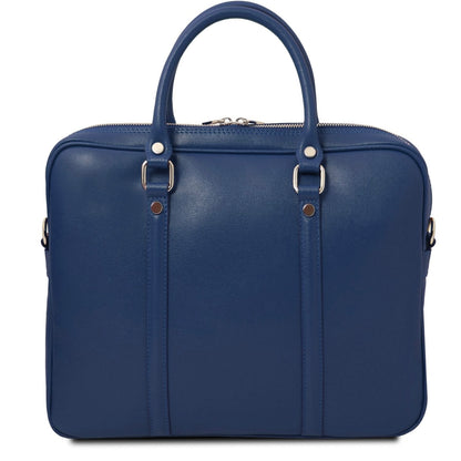 The Tropical Duchess Tuscany Leather  PRATO TL142453 Exclusive Saffiano Leather Laptop Case in Dark Blue