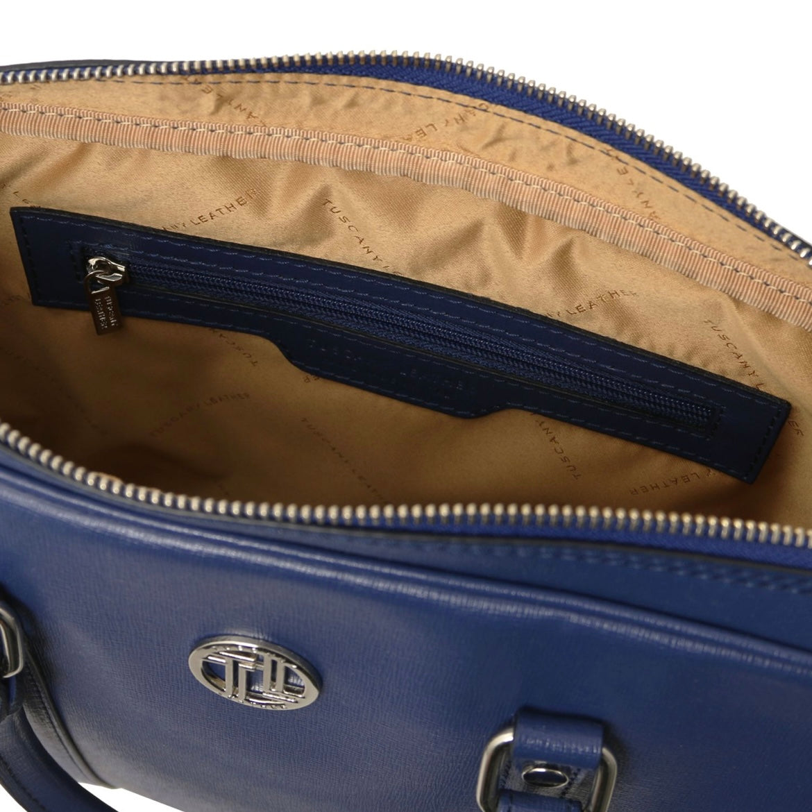 The Tropical Duchess Tuscany Leather  PRATO TL142453 Exclusive Saffiano Leather Laptop Case in Dark Blue