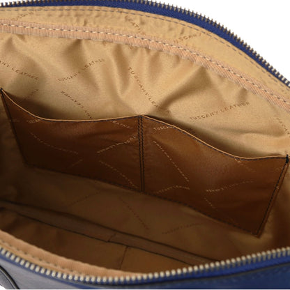 The Tropical Duchess Tuscany Leather  PRATO TL142453 Exclusive Saffiano Leather Laptop Case in Dark Blue