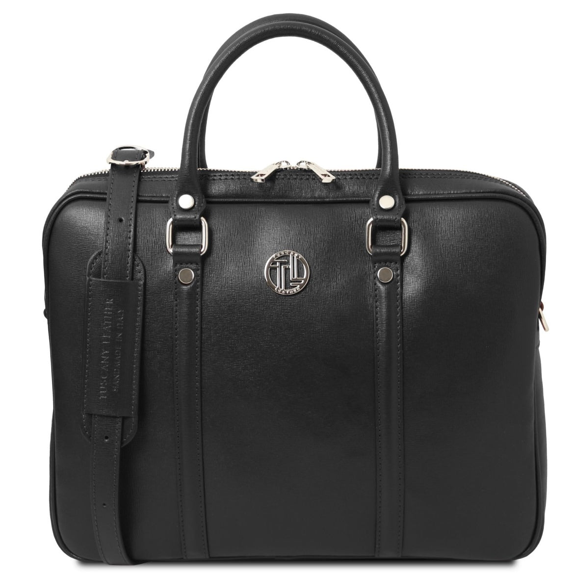 The Tropical Duchess Tuscany Leather  PRATO TL142453 Exclusive Saffiano Leather Laptop Case in Black