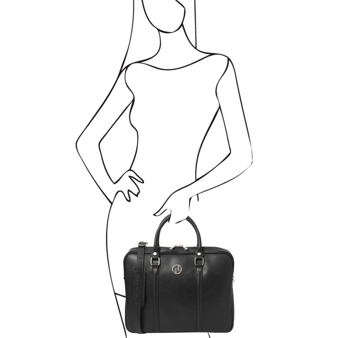 The Tropical Duchess Tuscany Leather  PRATO TL142453 Exclusive Saffiano Leather Laptop Case in Black
