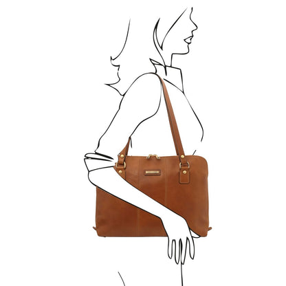 The Tropical Duchess Tuscany Leather  RAVENNA TL142426 Exclusive Lady Business bag in Natural