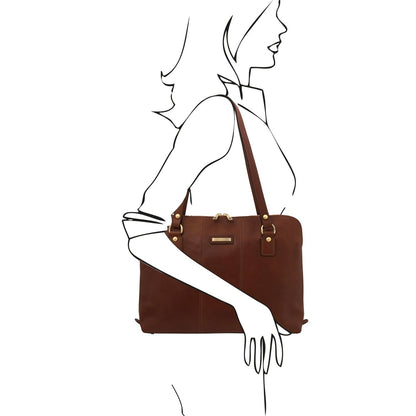 The Tropical Duchess Tuscany Leather  RAVENNA TL142426 Exclusive Lady Business bag in Brown
