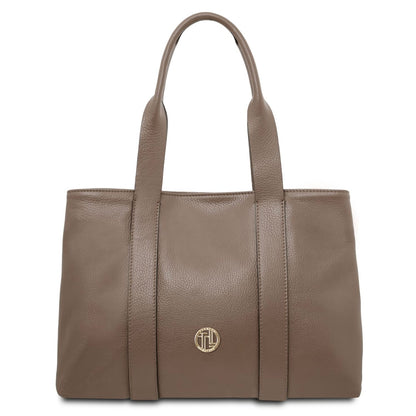The Tropical Duchess Tuscany Leather  CALLIE TL142415 Soft Leather Shoulder bag in Dark Taupe