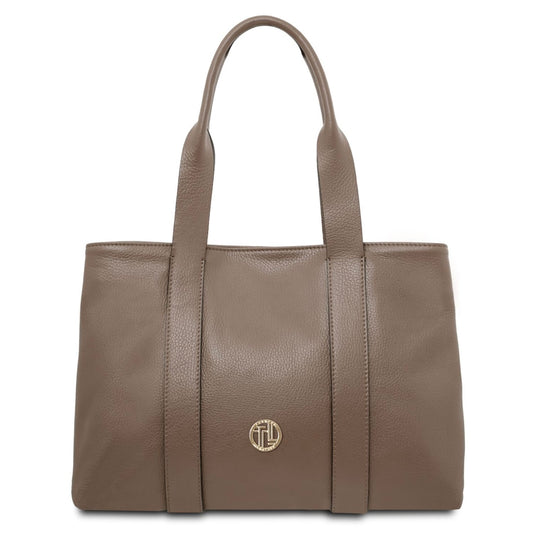 The Tropical Duchess Tuscany Leather  CALLIE TL142415 Soft Leather Shoulder bag in Dark Taupe