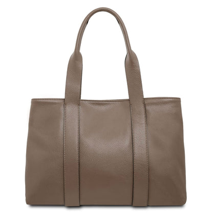 The Tropical Duchess Tuscany Leather  CALLIE TL142415 Soft Leather Shoulder bag in Dark Taupe