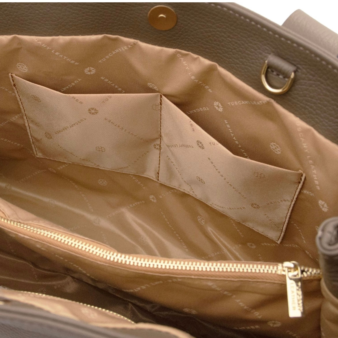 The Tropical Duchess Tuscany Leather  CALLIE TL142415 Soft Leather Shoulder bag in Dark Taupe