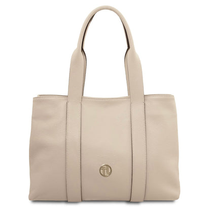 The Tropical Duchess Tuscany Leather  CALLIE TL142415 Soft Leather Shoulder bag in Beige