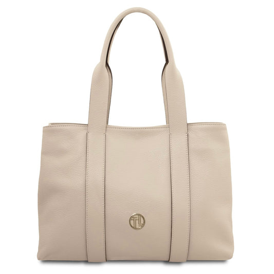 The Tropical Duchess Tuscany Leather  CALLIE TL142415 Soft Leather Shoulder bag in Beige