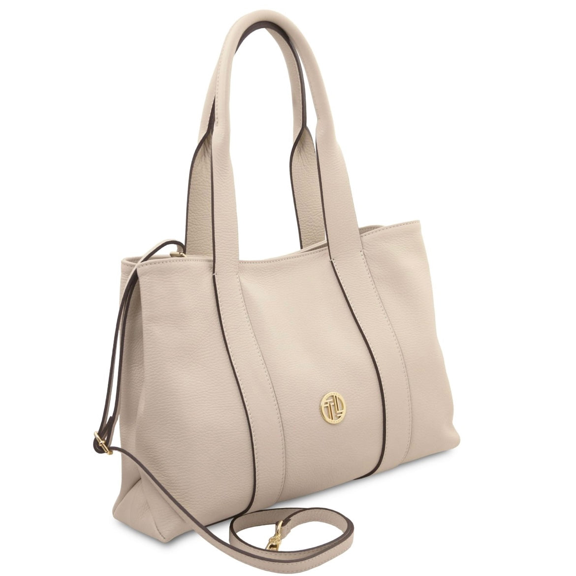 The Tropical Duchess Tuscany Leather  CALLIE TL142415 Soft Leather Shoulder bag in Beige