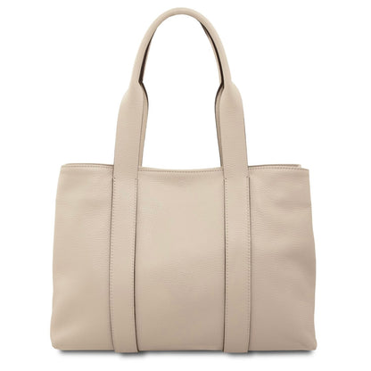 The Tropical Duchess Tuscany Leather  CALLIE TL142415 Soft Leather Shoulder bag in Beige