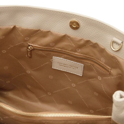The Tropical Duchess Tuscany Leather  CALLIE TL142415 Soft Leather Shoulder bag in Beige