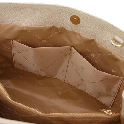 The Tropical Duchess Tuscany Leather  CALLIE TL142415 Soft Leather Shoulder bag in Beige