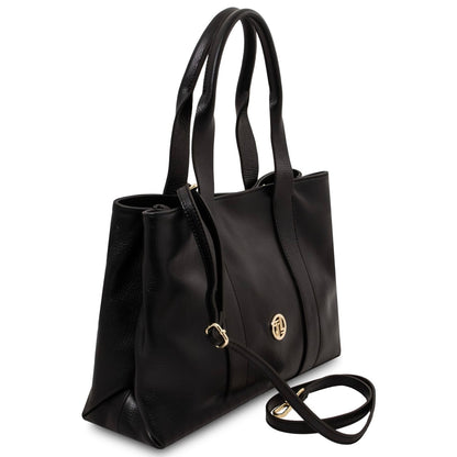 The Tropical Duchess Tuscany Leather  CALLIE TL142415 Soft Leather Shoulder bag in Black